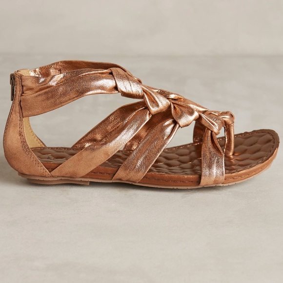Anthropologie Shoes | Goddess Gold Knotted Distressed Leather Sandals | Poshmark